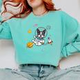 Kawaii Kids & Boys Astronaut Space Boston Terrier Dog Lover Comfort Colors Sweatshirt Chalky Mint