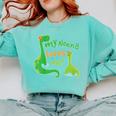 Kids My Nonna Loves Me Dinosaur Grandson Comfort Colors Sweatshirt Chalky Mint