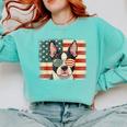 Patriotic Boston Terrier Dog Lover USA Flag 4th Of July For Men Women Kids Comfort Colors Sweatshirt Chalky Mint