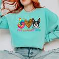 Peace Love Boston Terrier Tie Dye Dog Lover For Men Women Girls Kids Comfort Colors Sweatshirt Chalky Mint