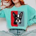 Retro Boston Terrier Dog Lover Bostie Mom Dad Dog Owner Comfort Colors Sweatshirt Chalky Mint