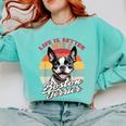 Retro Life Is Better With Boston Terrier Mom Dog Lover Comfort Colors Sweatshirt Chalky Mint