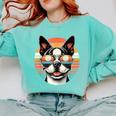 Retro Sunset Sunglasses Boston Terrier Boston Bull Bostie Comfort Colors Sweatshirt Chalky Mint