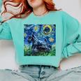 Scottish Terrier Starry Night Scotty Dog Art By Aja Comfort Colors Sweatshirt Chalky Mint