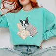 Sleepy Boston Terrier Pajama Men Women Kids Comfort Colors Sweatshirt Chalky Mint