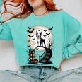 Spooky Halloween Moon Boston Terrier Boston Bull Bostie Comfort Colors Sweatshirt Chalky Mint