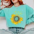 Sunflower Puzzle Pieces Autism Awareness For Mom Teacher For Women Comfort Colors Sweatshirt Chalky Mint