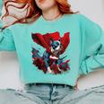 Super Power Superhero Boston Terrier Dog For Men Women Kids Comfort Colors Sweatshirt Chalky Mint