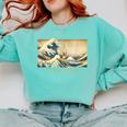 Surfing Boston Terrier Kanagawa Wave Japanese Dog For Men Women Kids Comfort Colors Sweatshirt Chalky Mint