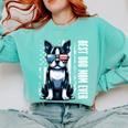 USA Flag Boston Terrier Best Dog Mom Ever 2025 Comfort Colors Sweatshirt Chalky Mint