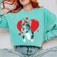 Valentine's Day Boston Terrier Heart Comfort Colors Sweatshirt Chalky Mint