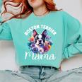 Watercolor Floral Boston Terrier Mama Dog Lover Mother's Day For Men Women Girls Kids Comfort Colors Sweatshirt Chalky Mint
