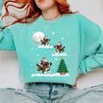 Xmas Lighting Tree Santa Riding Boston Terrier Christmas Comfort Colors Sweatshirt Chalky Mint