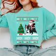 Xmas Tree Lighting Santa Riding Boston Terrier Christmas Comfort Colors Sweatshirt Chalky Mint