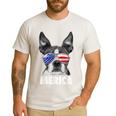 Boston Terrier 4th Of July Merica Men Women USA Flag Vintage Men's Casual T-Shirt White