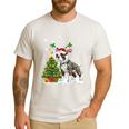 Boston Terrier Christmas Tree Lights Santa Hat Men's Casual T-Shirt White