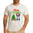 Boston Terrier Christmas Tree Lights Xmas Dog Lover Men's Casual T-Shirt White