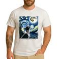 Boston Terrier Dog Art Van Gogh Starry Night Boston Terrier Men's Casual T-Shirt White