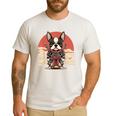 Boston Terrier Dog Japanese Style Samurai Dogs Men's Casual T-Shirt White