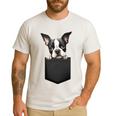Boston Terrier Dog Puppy Dog In Pocket Cute Pet Lover Men's Casual T-Shirt White