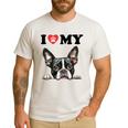 Boston Terrier I Heart My Dog Dog Lover Men's Casual T-Shirt White