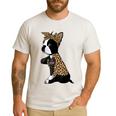 Boston Terrier Lover I Love Mom Tattoo Leopard Men's Casual T-Shirt White