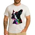 Boston Terrier Lovers Colorful Pop Art Boston Terrier Men's Casual T-Shirt White