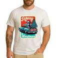 Boston Terrier Merry Christmas Tree Truck Santa Dog X-Mas Men's Casual T-Shirt White