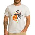 Boston Terrier Pumpkin Jack O Lantern Halloween Men's Casual T-Shirt White