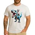 Boston Terrier Riding T-Rex Dinosaur Dog Lover Men's Casual T-Shirt White