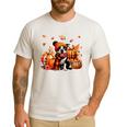 Boston Terrier Thanksgiving Leopard Pumpkins Fall Leaves Men's Casual T-Shirt White