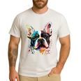 Cute Boston Terrier Puppy Dog Art Lover Unique Painting For Men Women Kids Men's Casual T-Shirt White