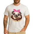 Cute Pug Shirt Donut Girls Dog Men's Casual T-Shirt White