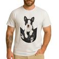 Dog Lovers Boston Terrier In Pocket Dog Face For Men Women Kids Men's Casual T-Shirt White