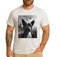 Dog Mom Dad Alien Selfie Boston Terrier UFO For Men Women Men's Casual T-Shirt White