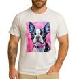 Dog Pink Boston Terrier Men's Casual T-Shirt White