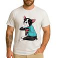 Father's Day Gift Dog Dad Boston Terrier i Love Dad Tattoo Men's Casual T-Shirt White