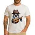 Guitar Shirt Boston Terrier Dog Playing Acoustic Guitar Men's Casual T-Shirt White