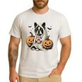 Halloween Boston Terrier Ghost Men's Casual T-Shirt White