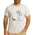 Halloween Boston Terrier And Skeleton Men's Casual T-Shirt White