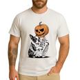Halloween Skeleton Boston Terrier Men's Casual T-Shirt White