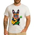 Hawaiian Boston Terrier & Pineapple Ukulele Summer Vacation Men's Casual T-Shirt White