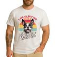 Retro Life Is Better With Boston Terrier Mom Dog Lover Men's Casual T-Shirt White