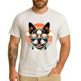 Retro Sunset Sunglasses Boston Terrier Boston Bull Bostie Men's Casual T-Shirt White