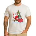 Santa Ugly Christmas Tree Lights Boston Terrier Dog Lover Men's Casual T-Shirt White