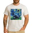 Scottish Terrier Starry Night Scotty Dog Art By Aja Men's Casual T-Shirt White