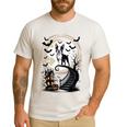 Spooky Halloween Moon Boston Terrier Boston Bull Bostie Men's Casual T-Shirt White