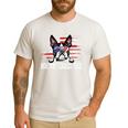 Vintage Boston Terrier Dad American Flag Father's Day Men's Casual T-Shirt White