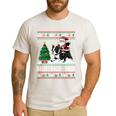 Xmas Tree Lighting Santa Riding Boston Terrier Christmas Men's Casual T-Shirt White
