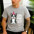 10 Years Old Birthday Boston Terrier Dog Lover 10th Party For Men Women Kids Men's Casual T-Shirt Sport Grey